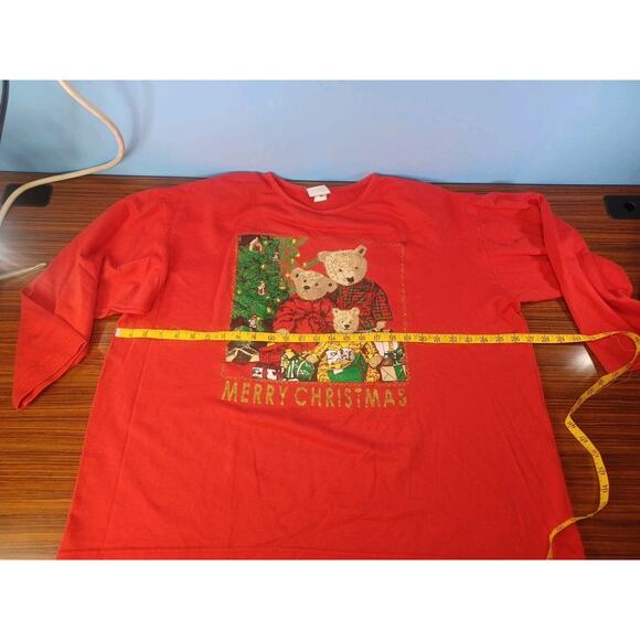 Vintage Sweet Blondie XL Christmas Shirt Teddy Bear Christmas Red Long Sleeve - Picture 6 of 9